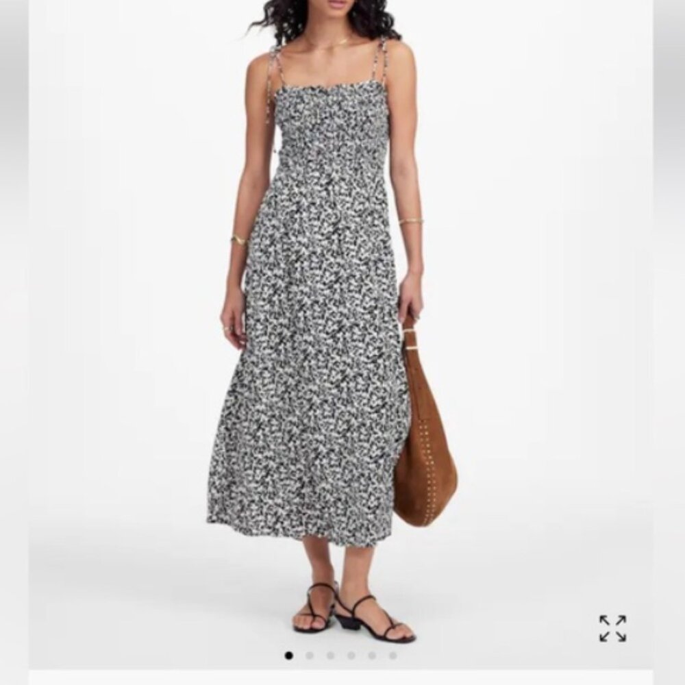 Madewell Tie Shoulder Midi Dress in Smocked Floral